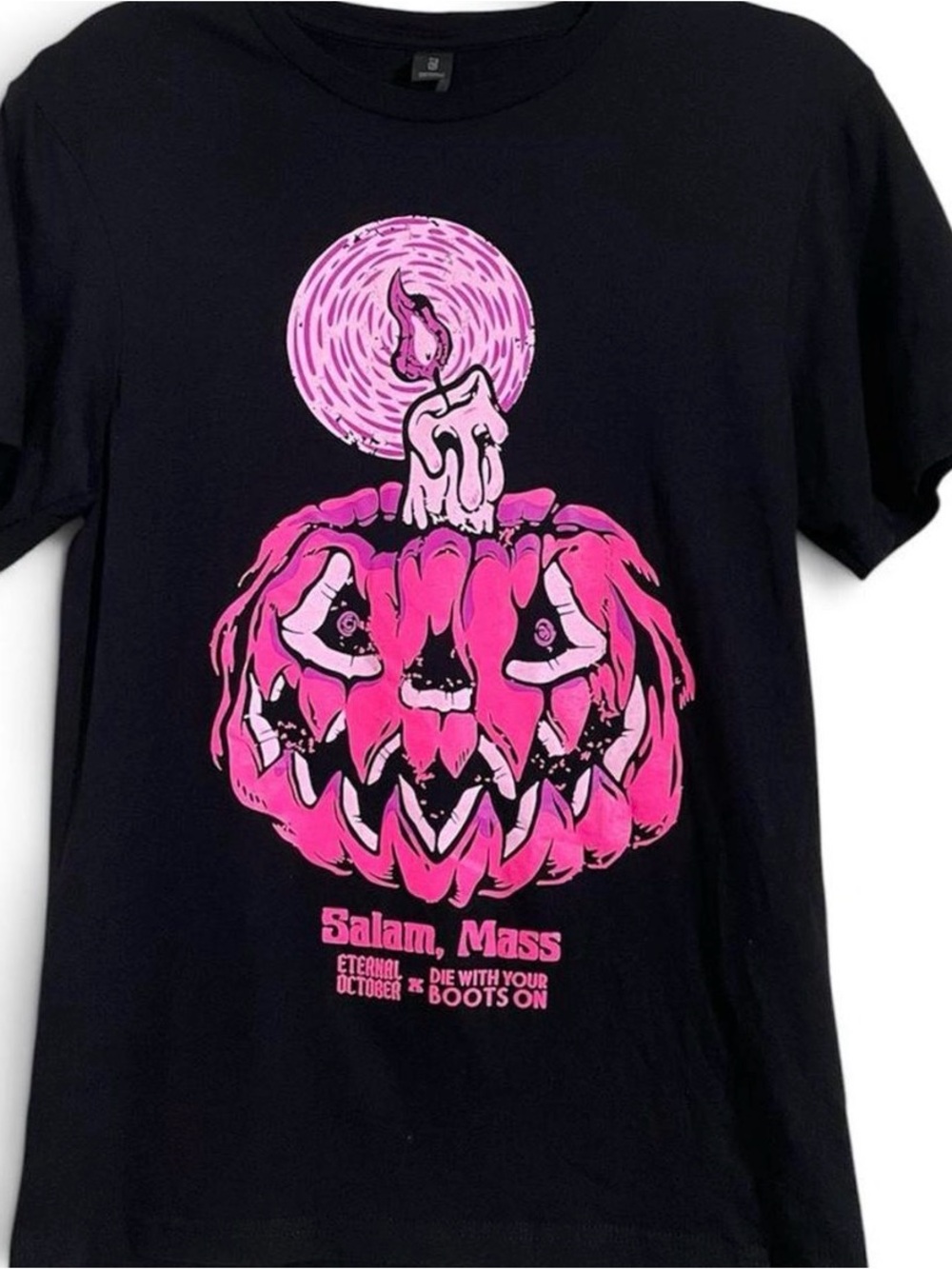 🎃 Salem, Mass Eternal October Pink Pumpkin Graphic Tee